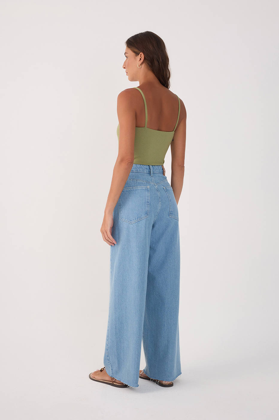 Light Denim Pockets Straight Pants