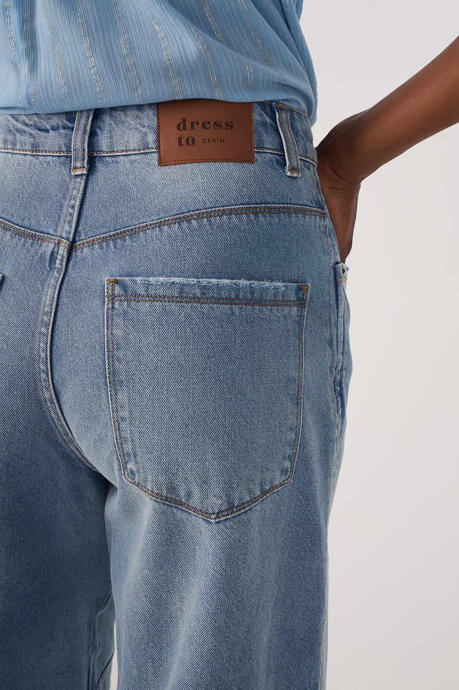 Barrel Leg Denim Topstitching Pants_5