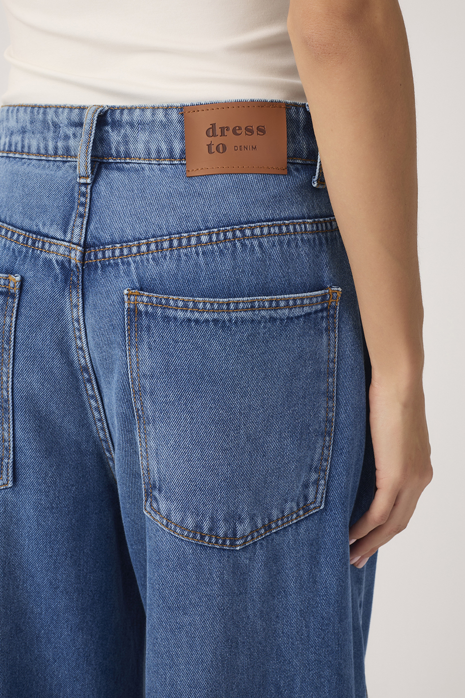 Denim Topstitching Flared Pants_7