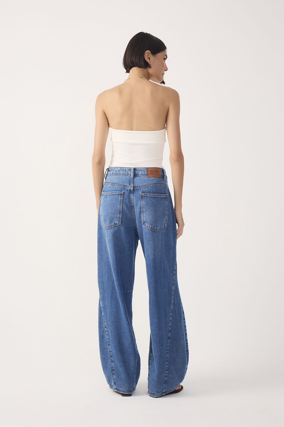Denim Topstitching Flared Pants_8