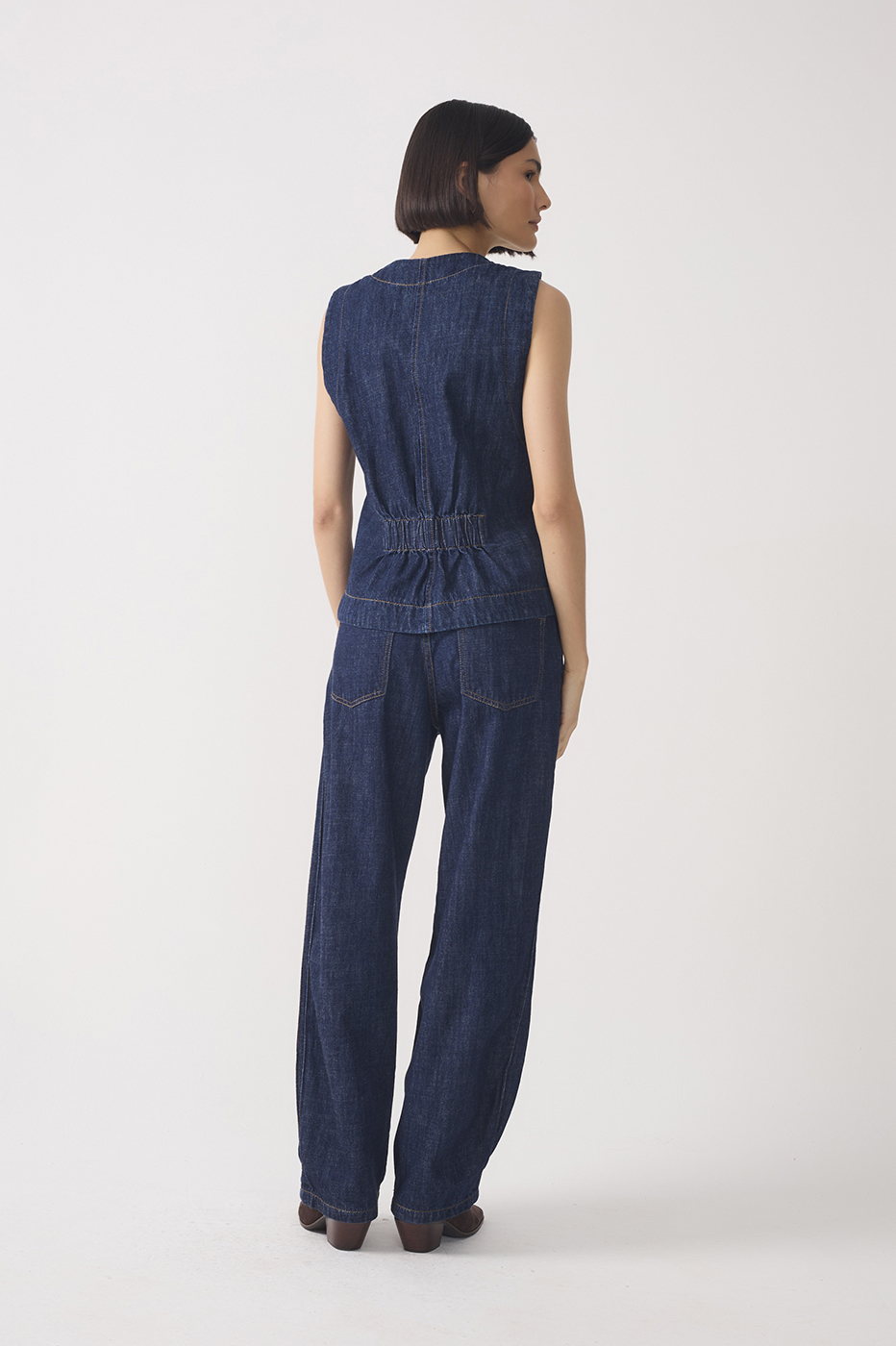 Denim Pleated Belt Loops Balloon Pants_7