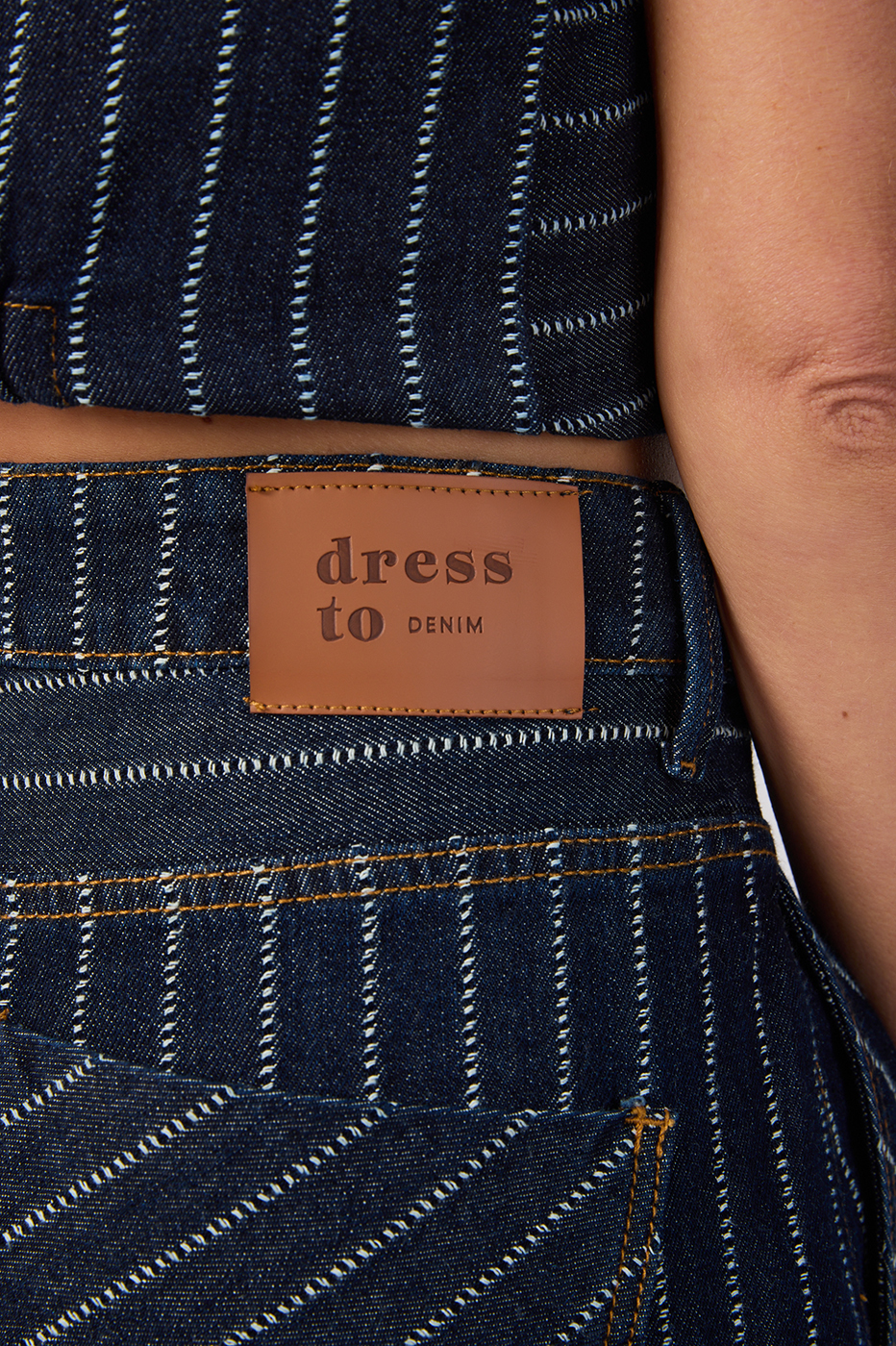 Denim Stripes Belt Loops Barrel Pants_6