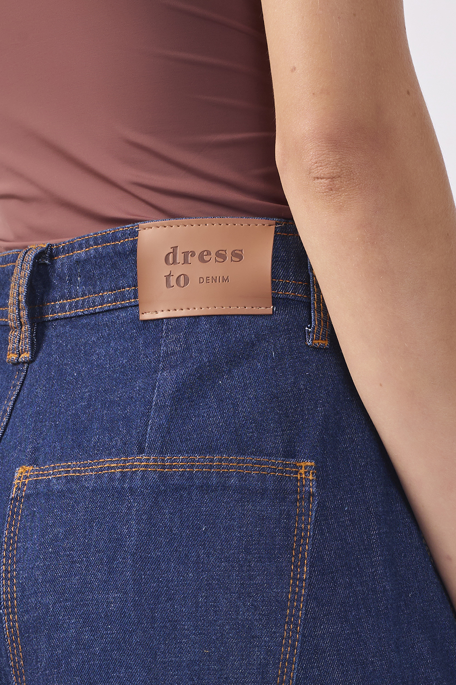 Denim Pockets Seam Detail Pants_5