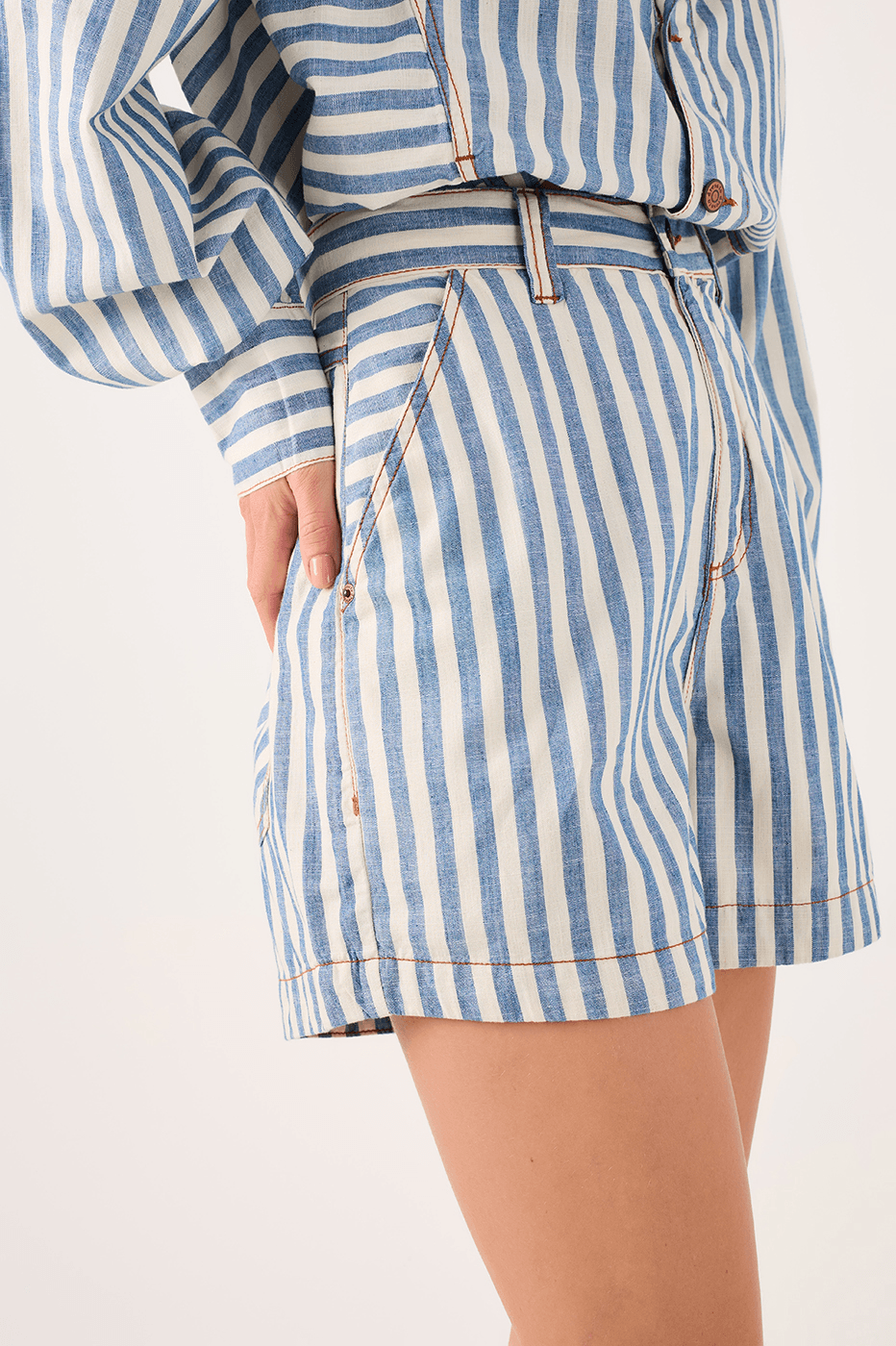 Denim Stripe Twill Shorts_2