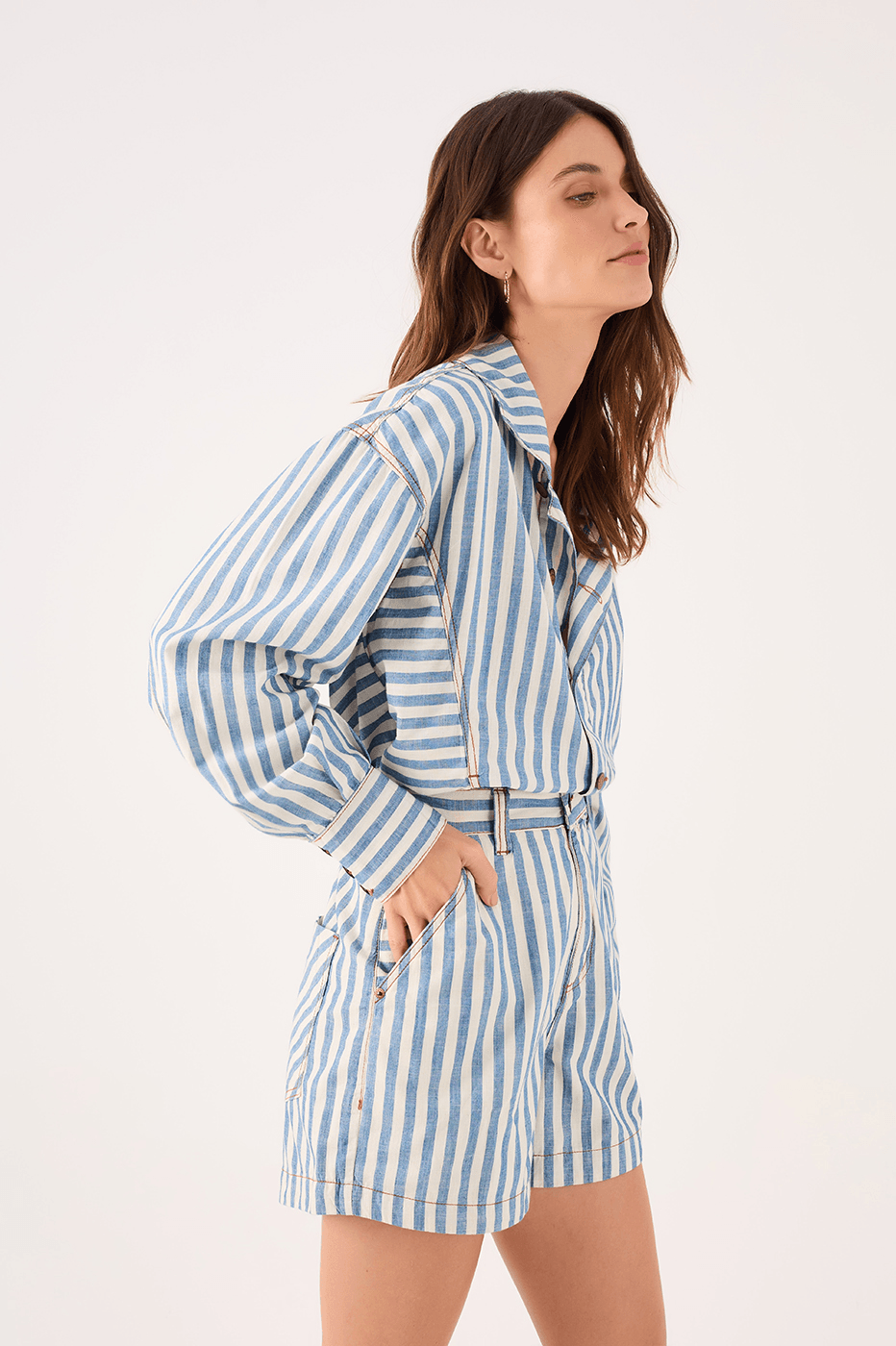 Denim Stripe Twill Shorts_4
