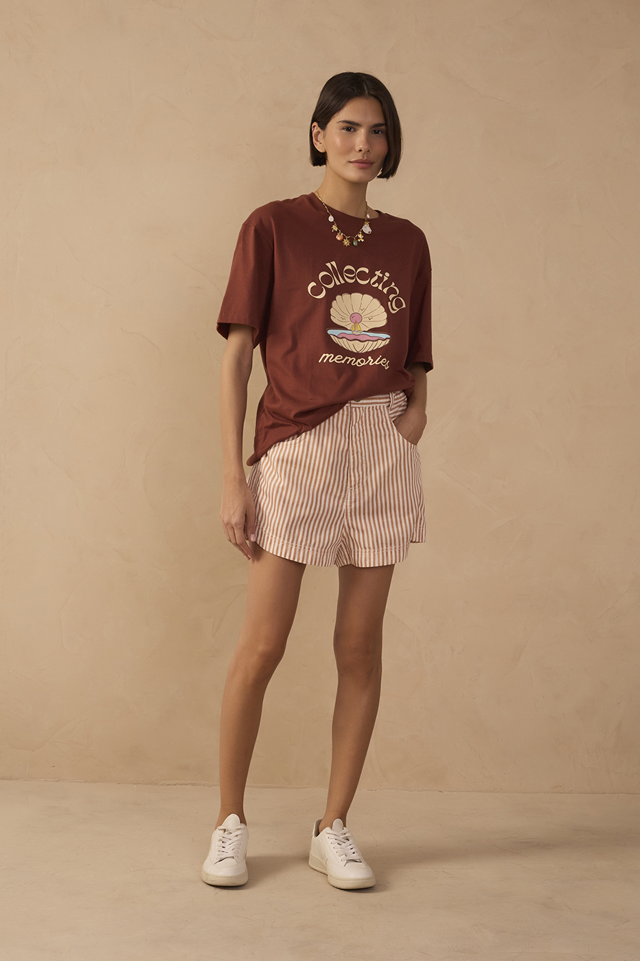 Red Stripes Twill Shorts_1