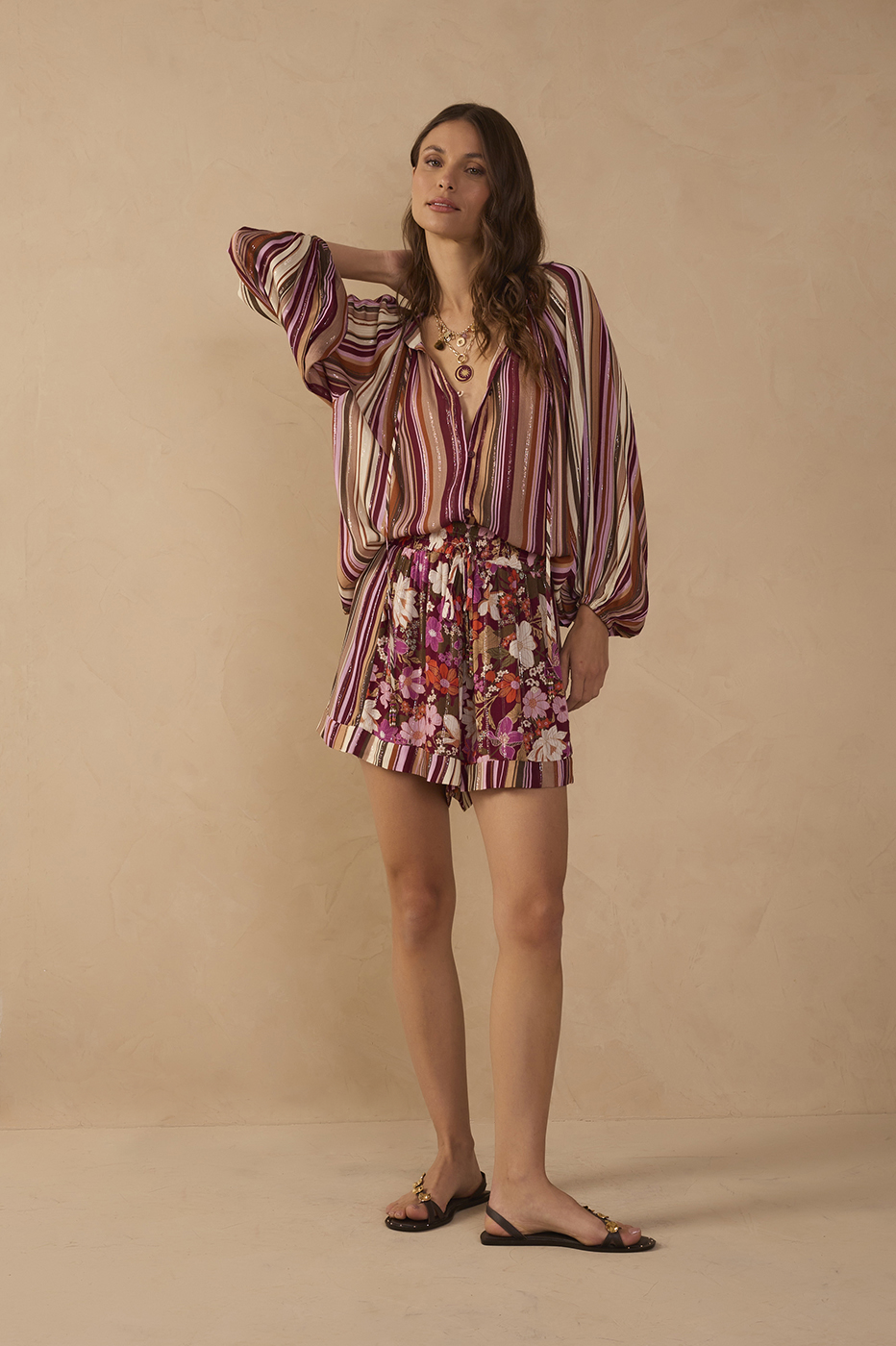 Mixed Lurex Drawstring Shorts_1