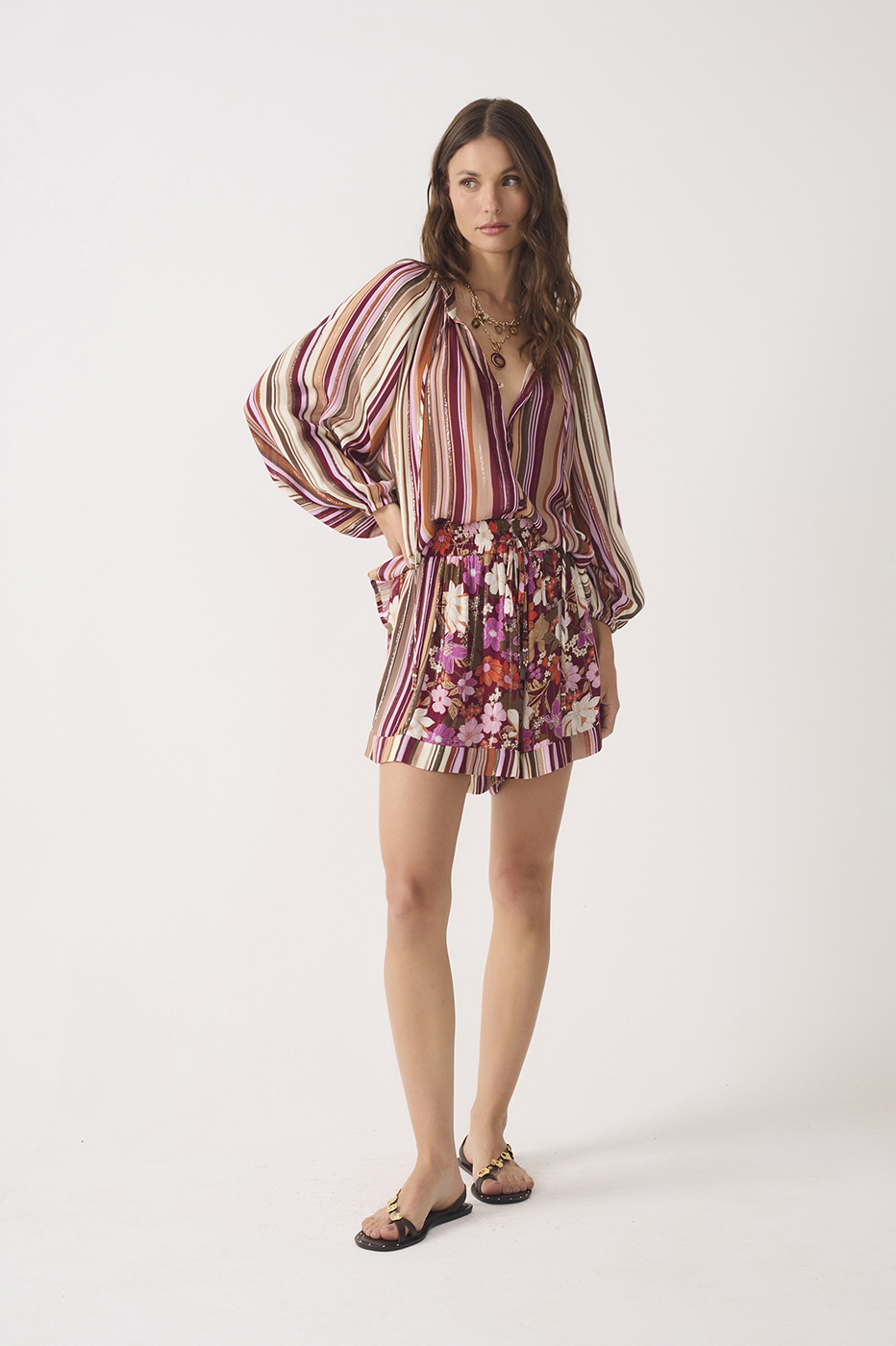 Mixed Lurex Drawstring Shorts_2