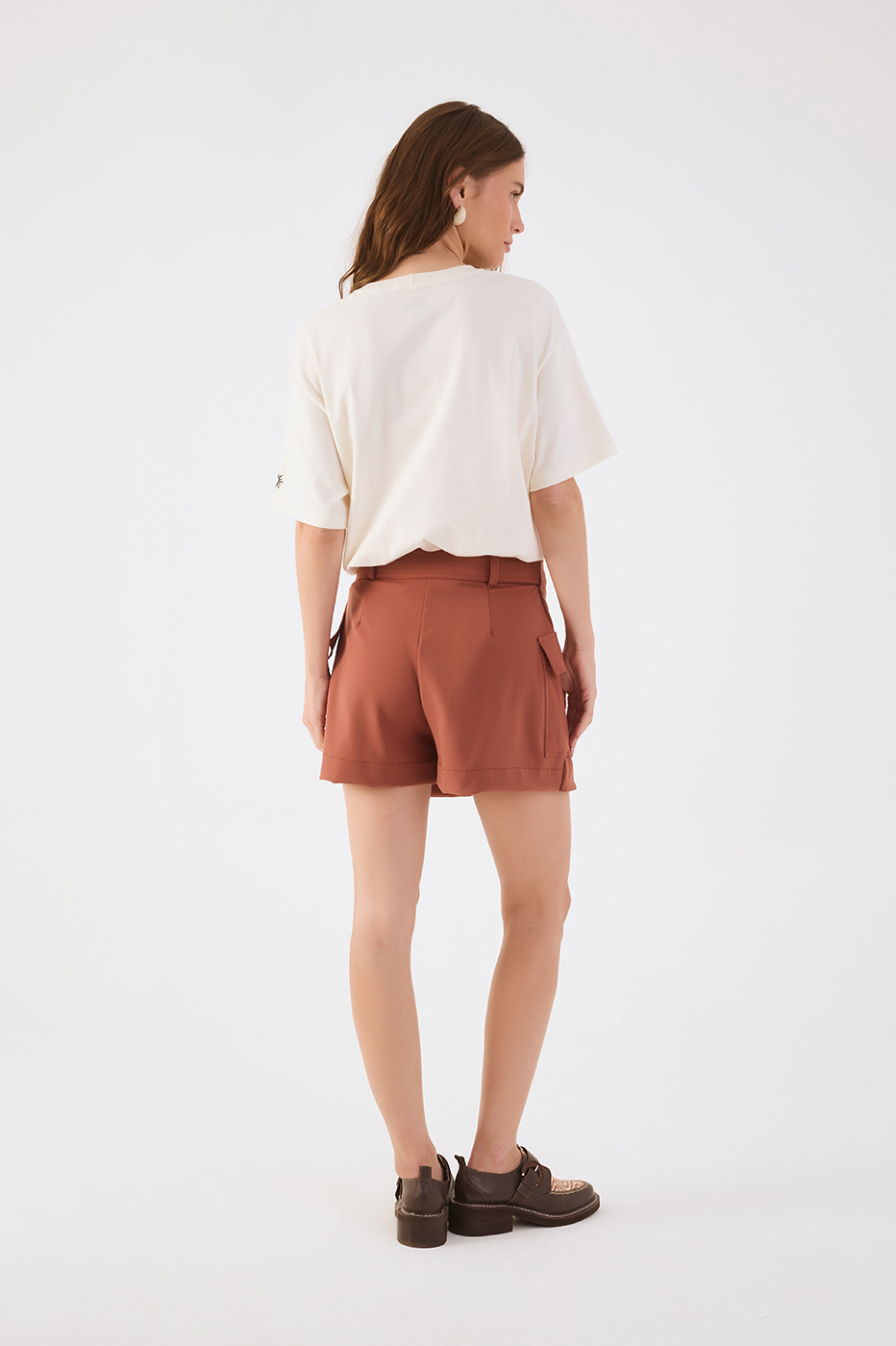 Brown Mate Side Pockets Buckle Skorts_5