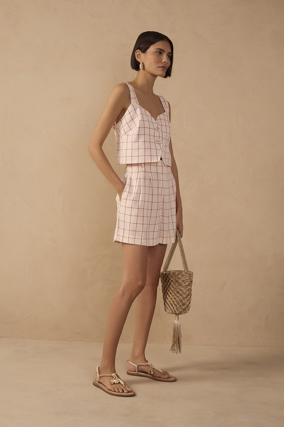 Plaid Linen Shorts_1