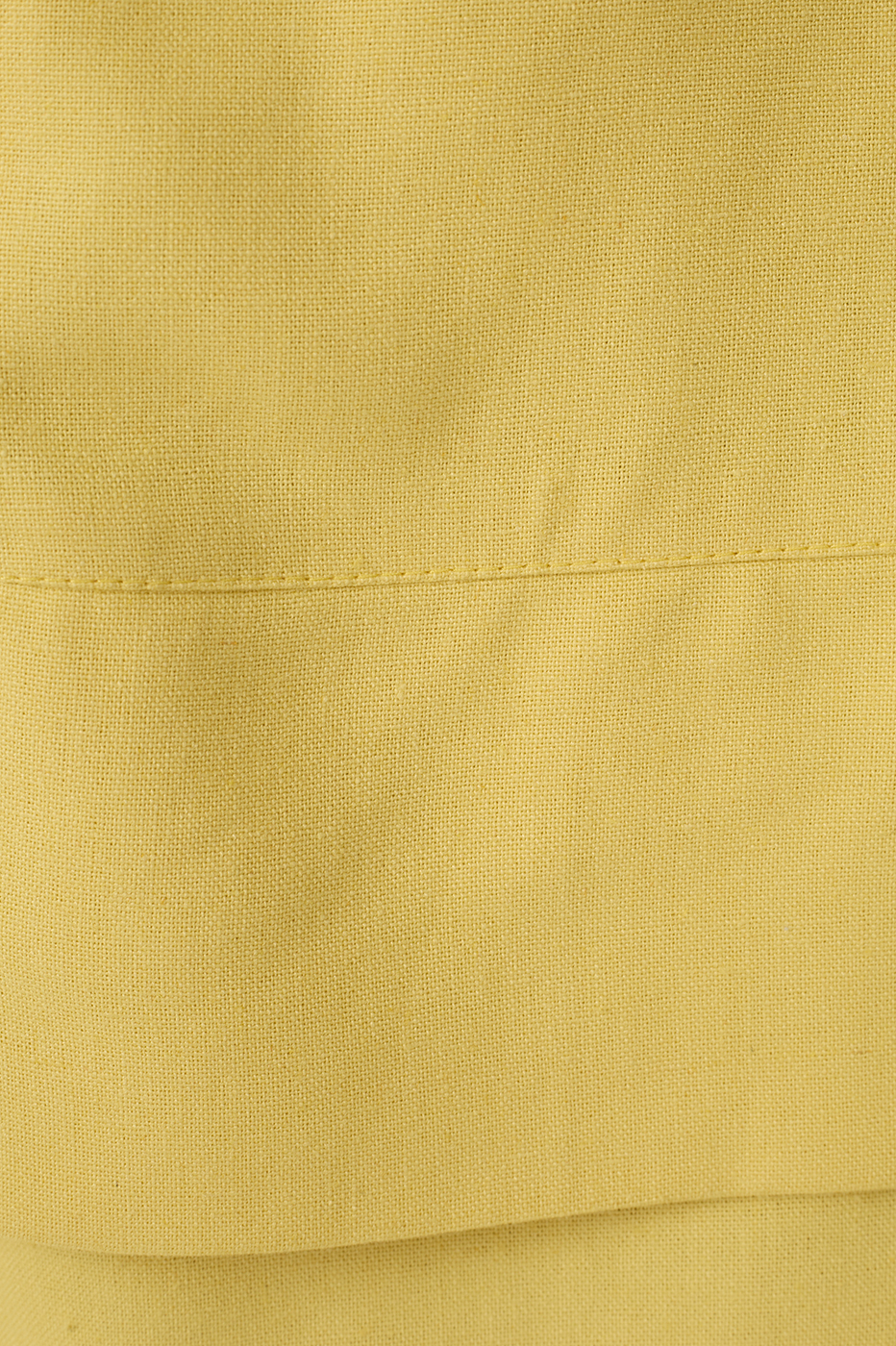 Yellow Dia Flap Waist Buttoned Pockets Linen Shorts_6
