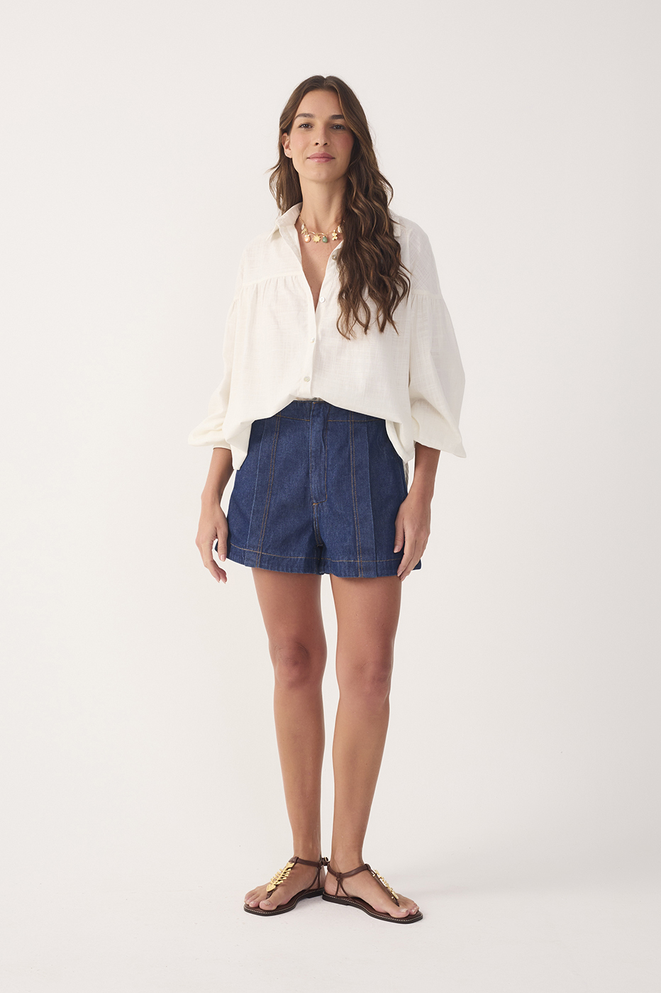 Denim Topstitching Shorts_2