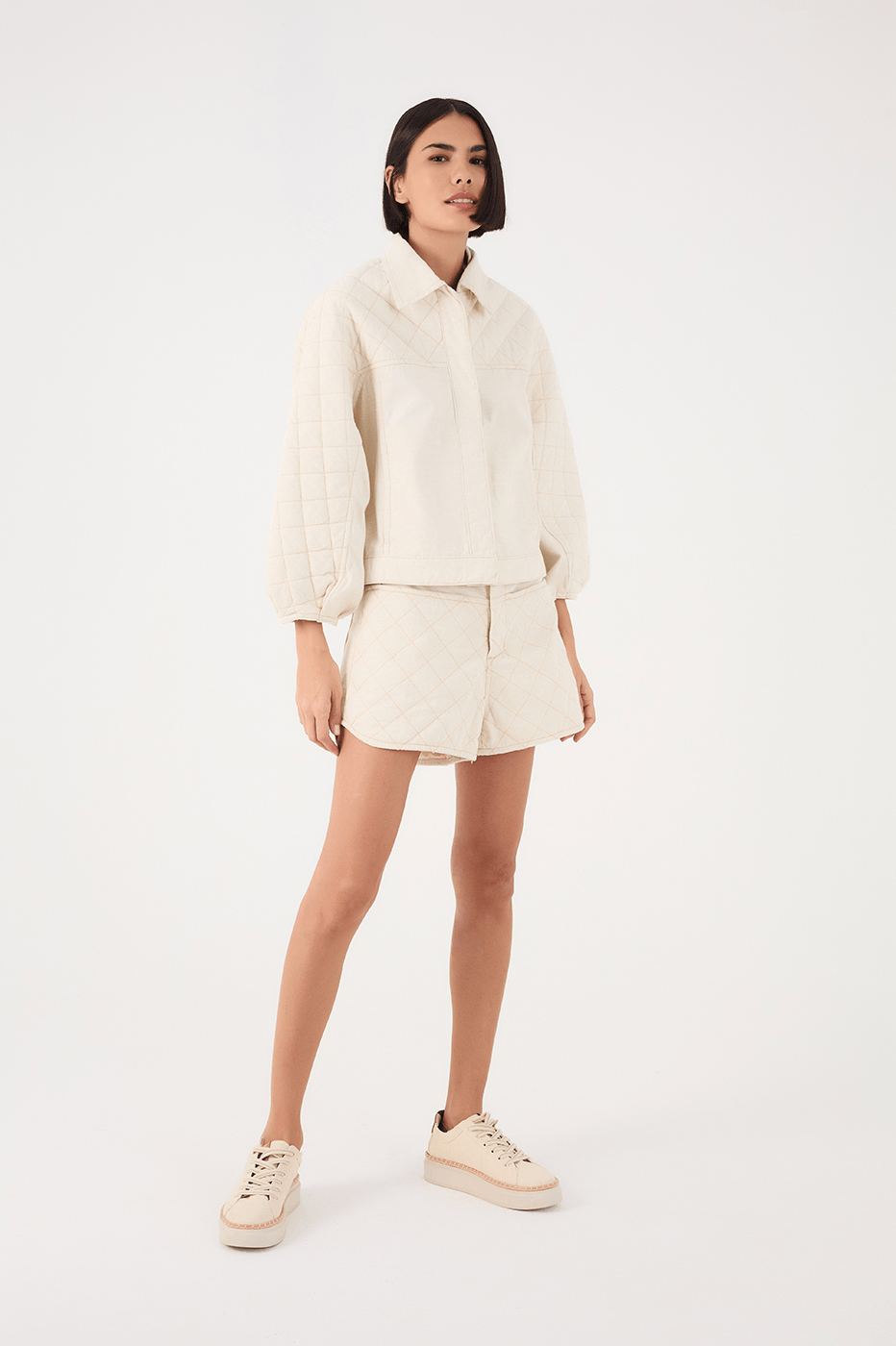 Off-White Front Pockets Quilted Linen Twill Shorts_2