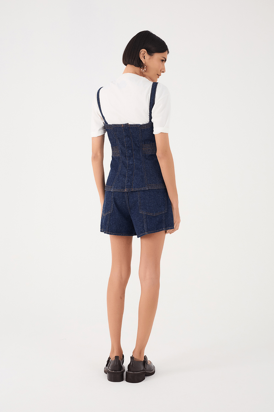 Denim Seam Pockets Shorts_5