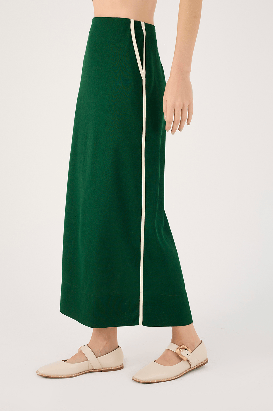 Linen Midi Piping Skirt