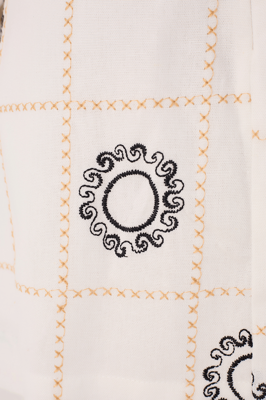 Sun-Embroidered Linen Skirt