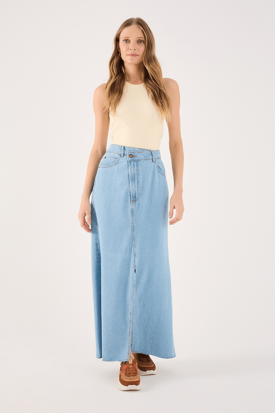 Denim Slit Skirt