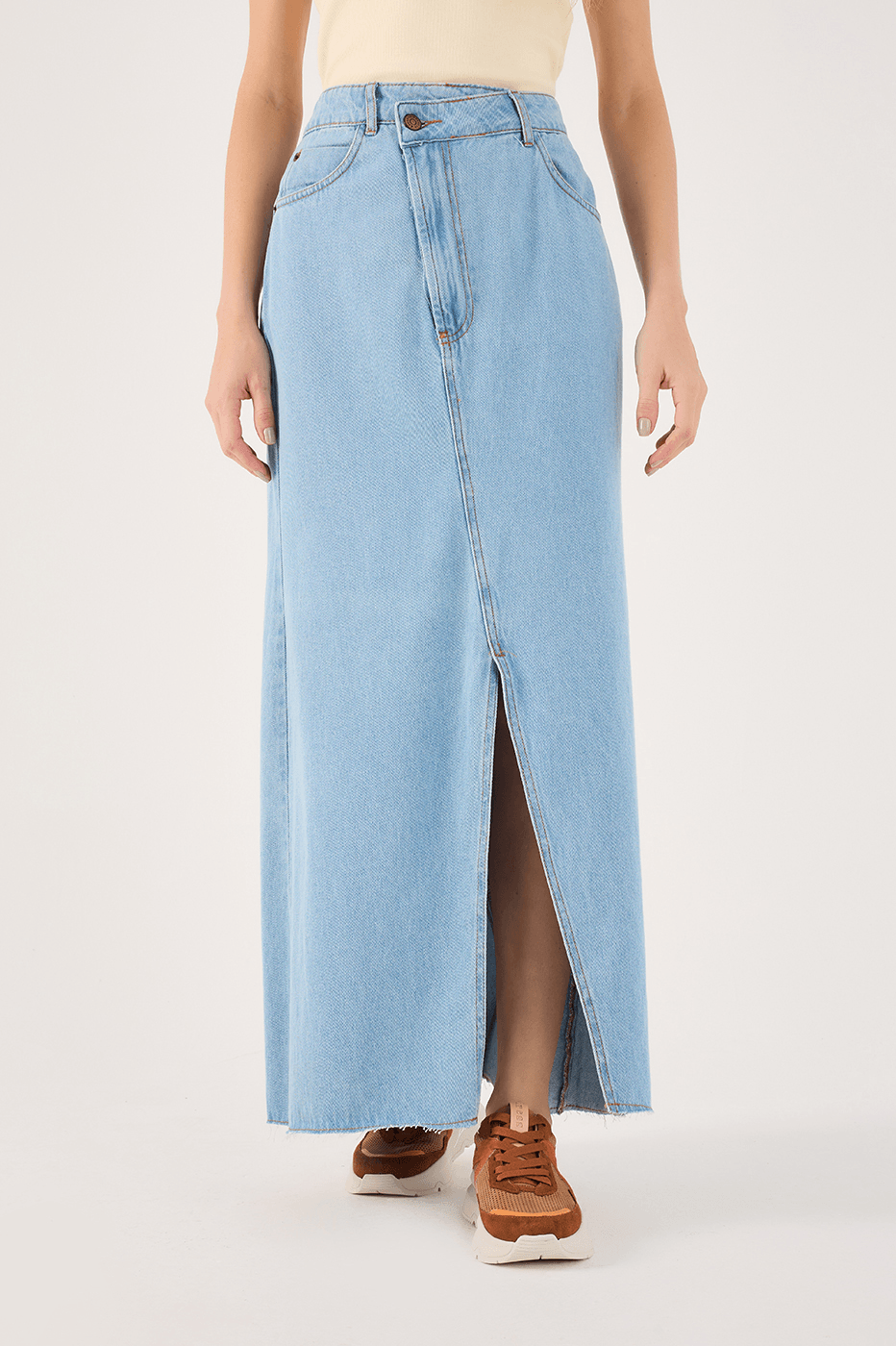 Denim Slit Skirt