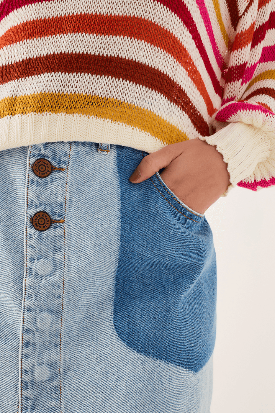 Signature-Detail Denim Skirt