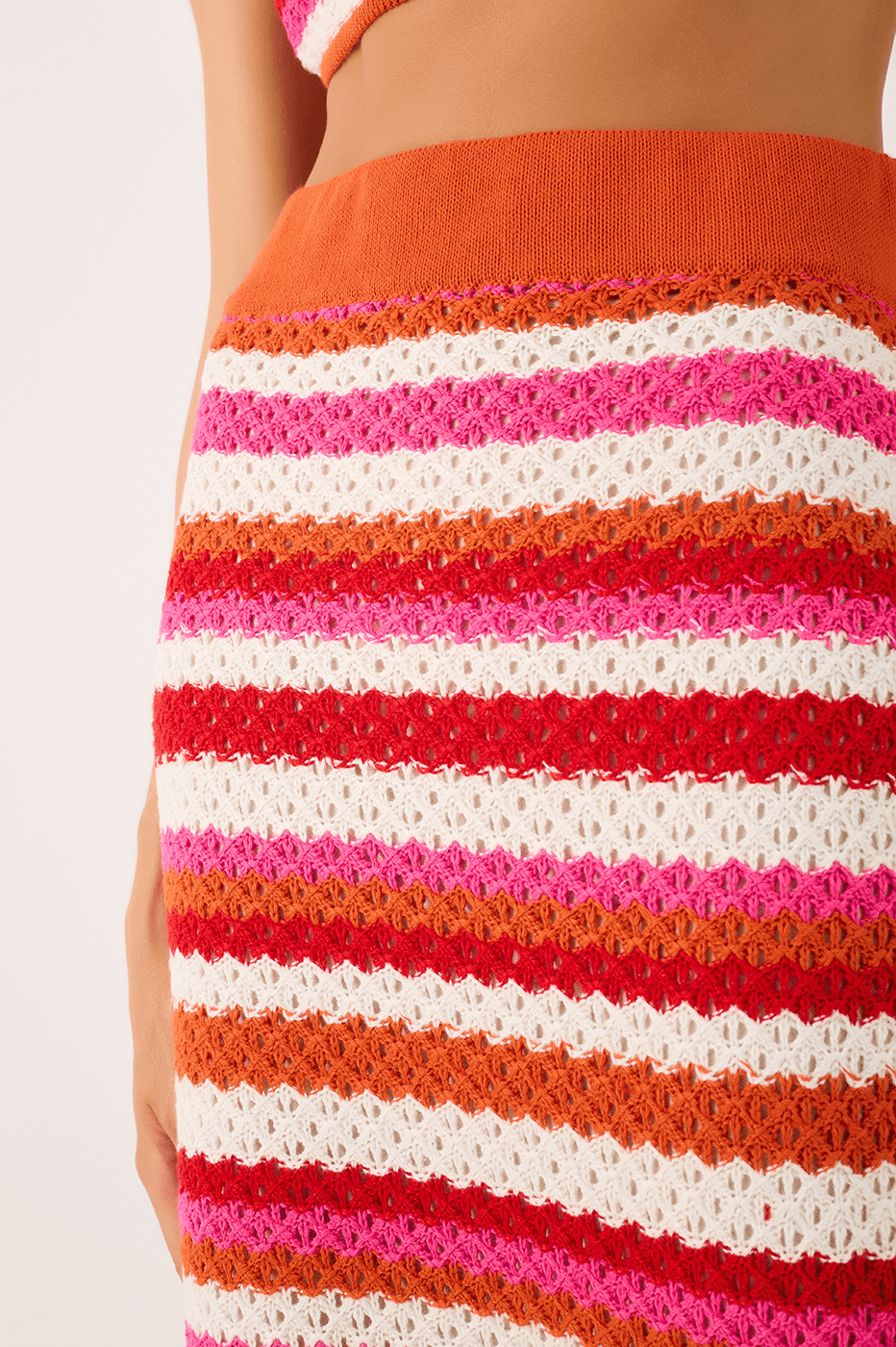 Striped Knit Midi Skirt