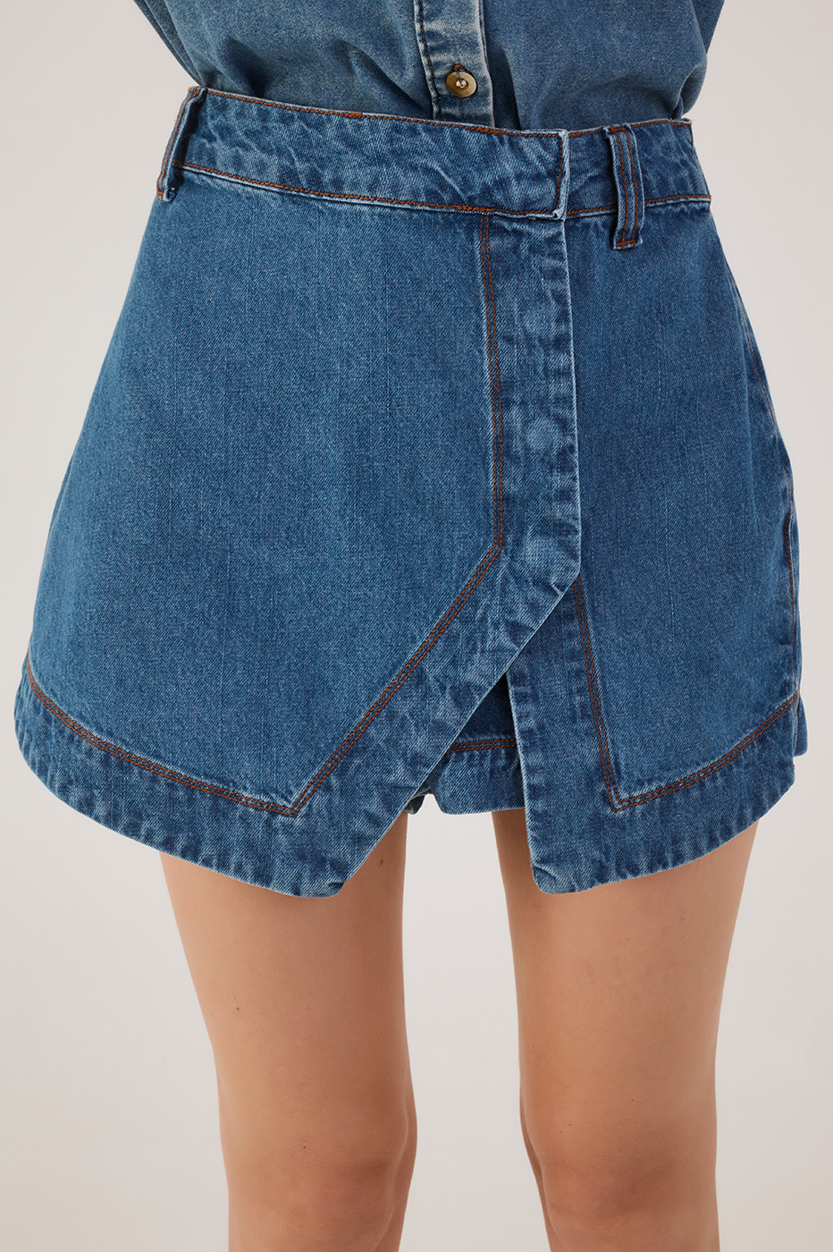 Denim Belt Loops Asymmetric Skorts_3
