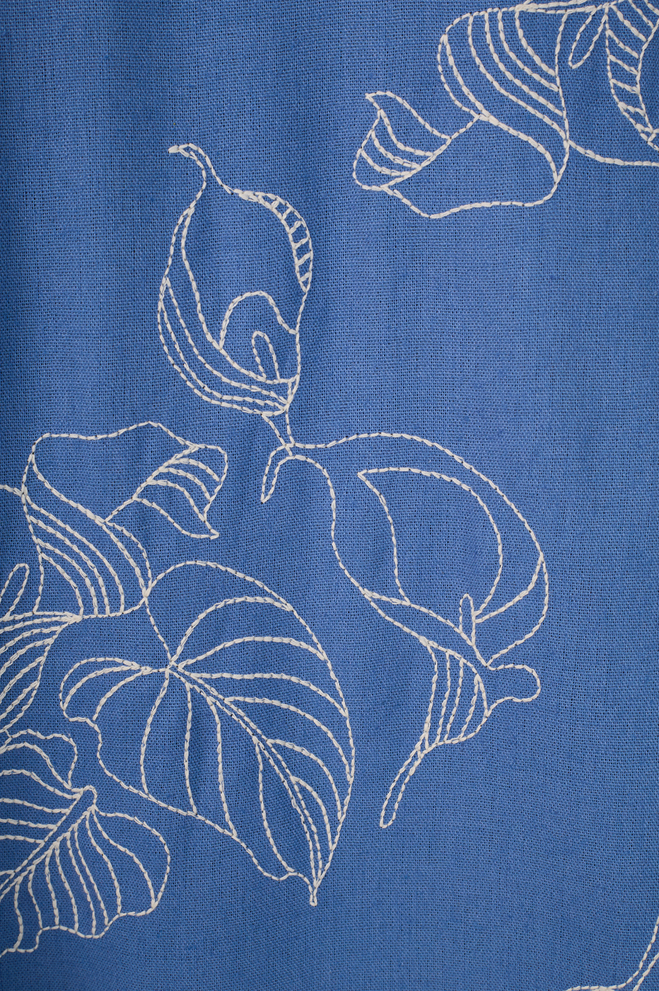 Blue Embroidered Slits Linen Midi Skirt_6