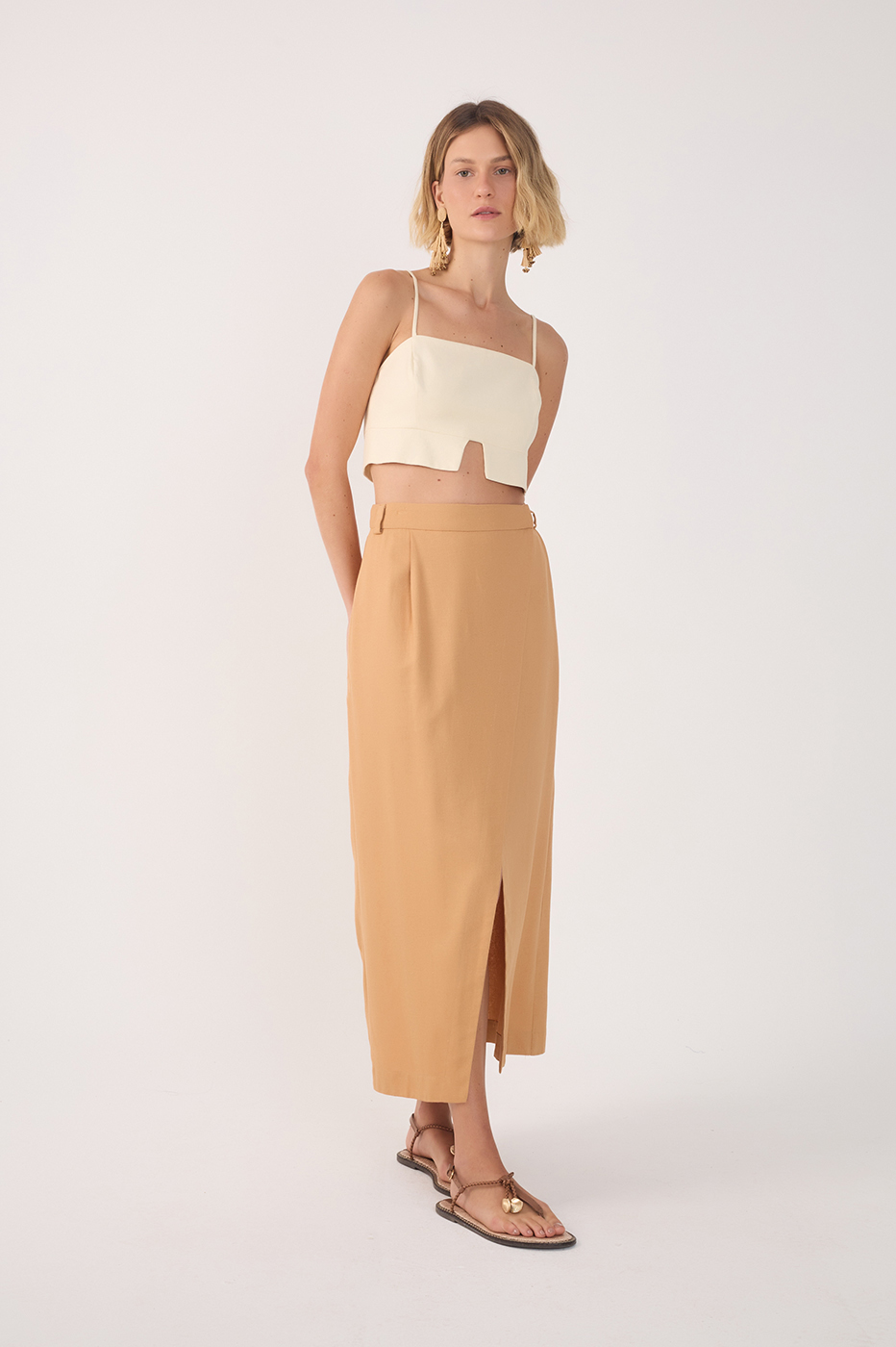 Linen Midi Wrap Skirt