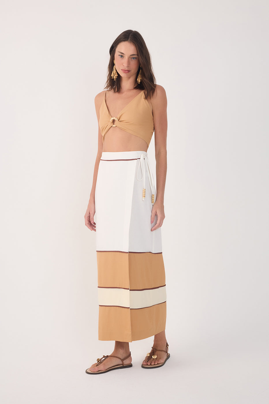 Off-White Side Ties Tiered Midi Skirt_2