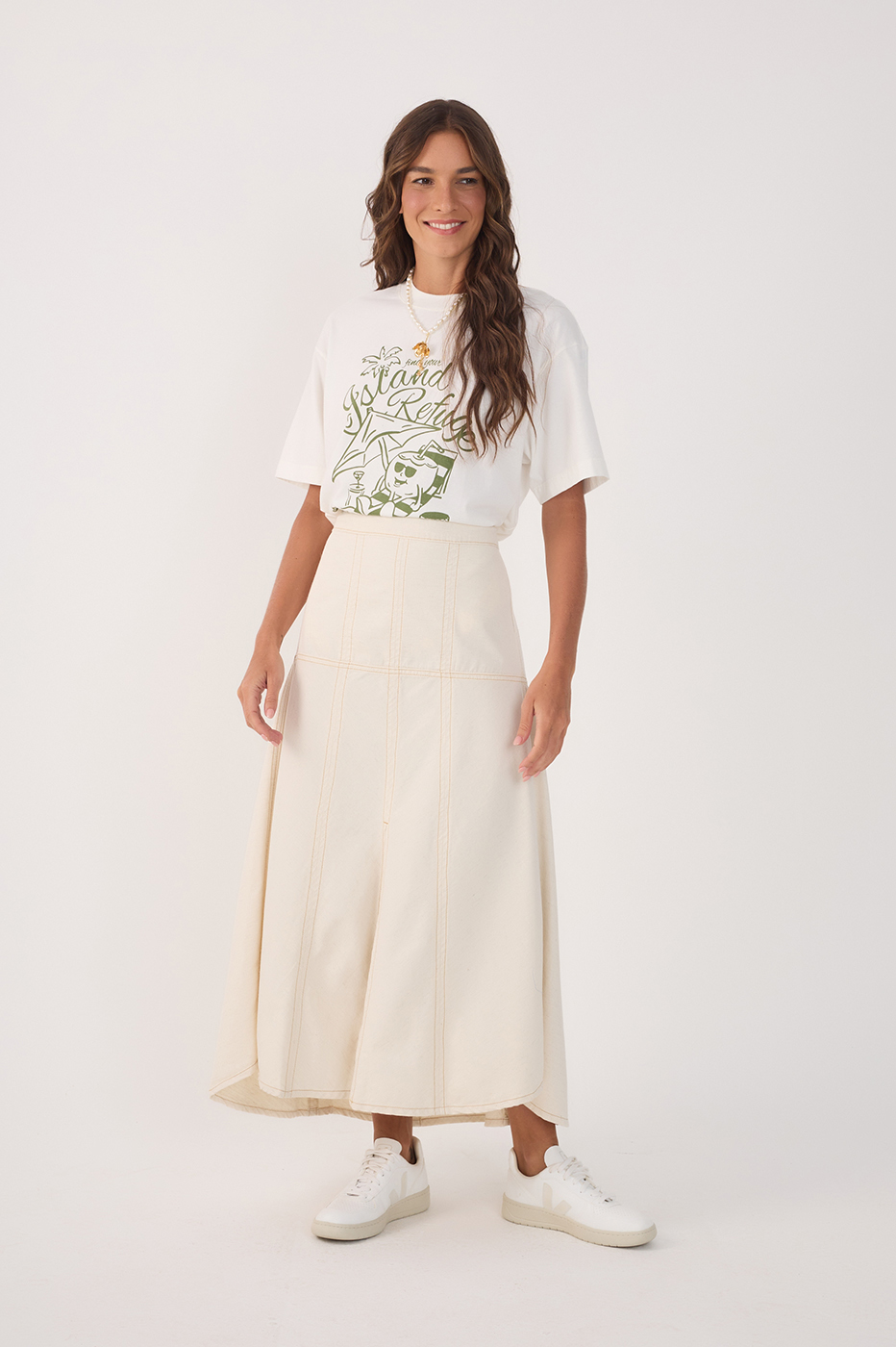 Linen Twill Slit Skirt_2