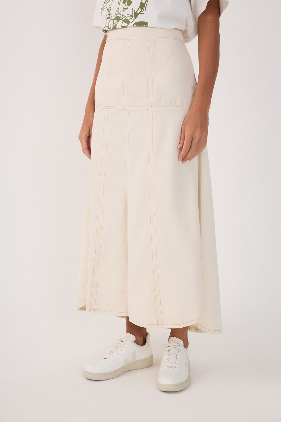Linen Twill Slit Skirt_3