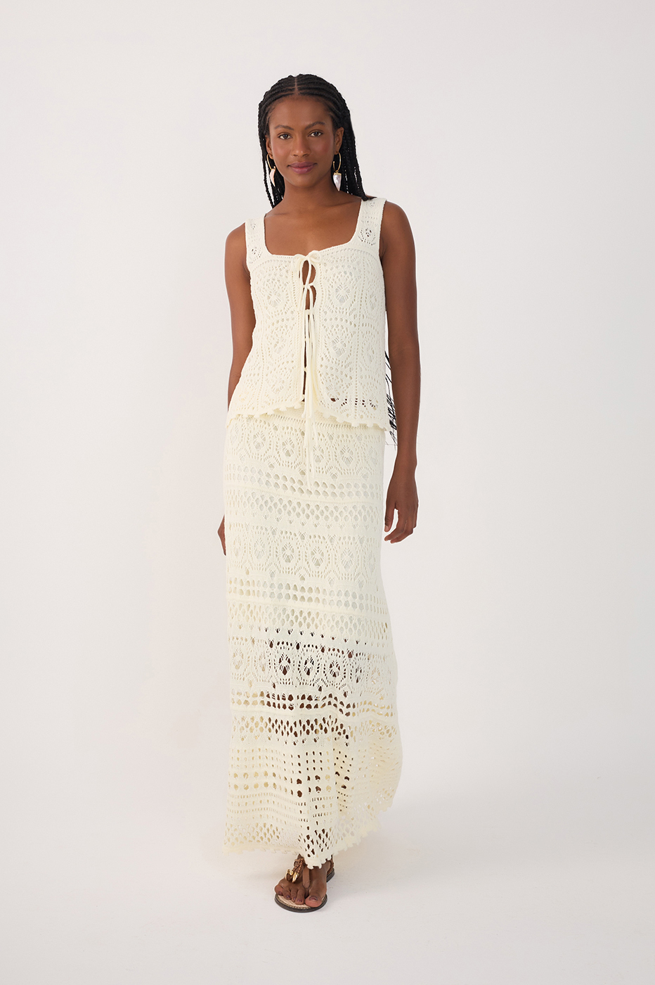 Off-White Lined Tricot Maxi Skirt_2