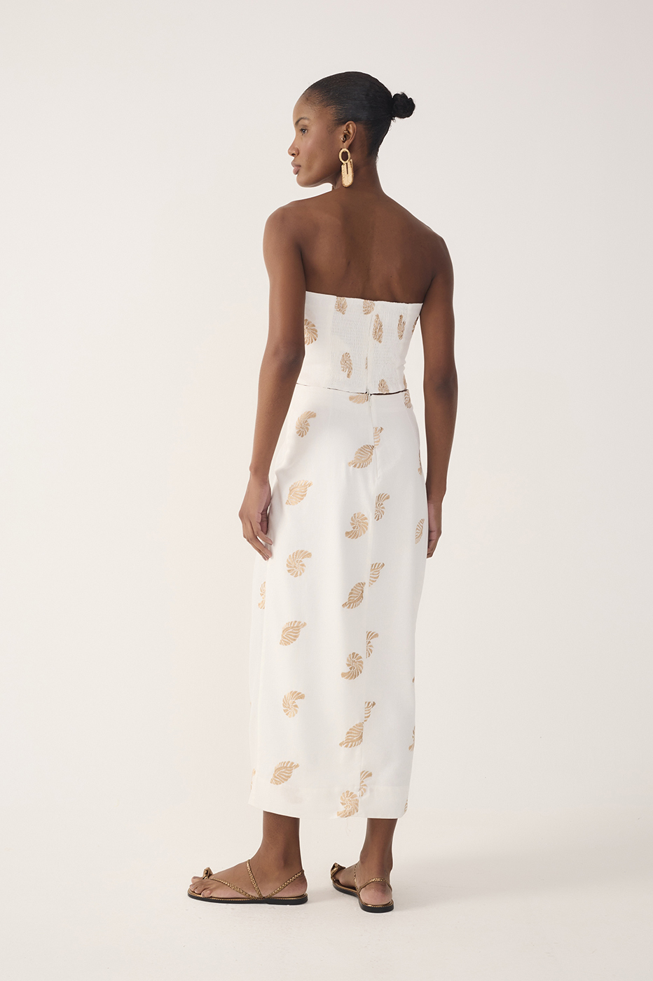 Off-White Side Tie Embroidered Linen Maxi Skirt_6