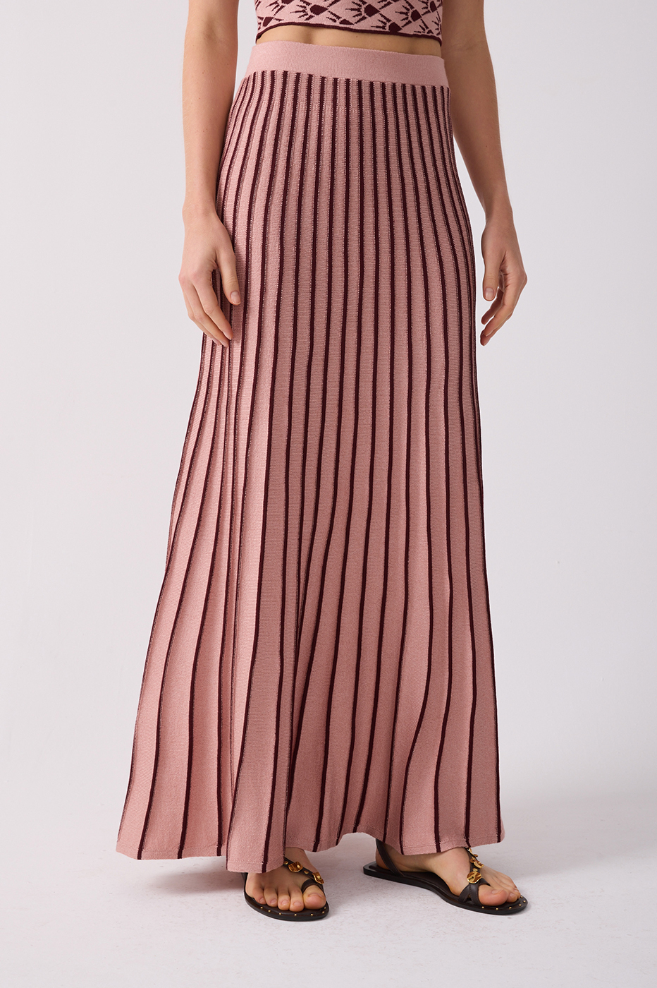 Pink Alvorada Pleated Tricot Maxi Skirt_4