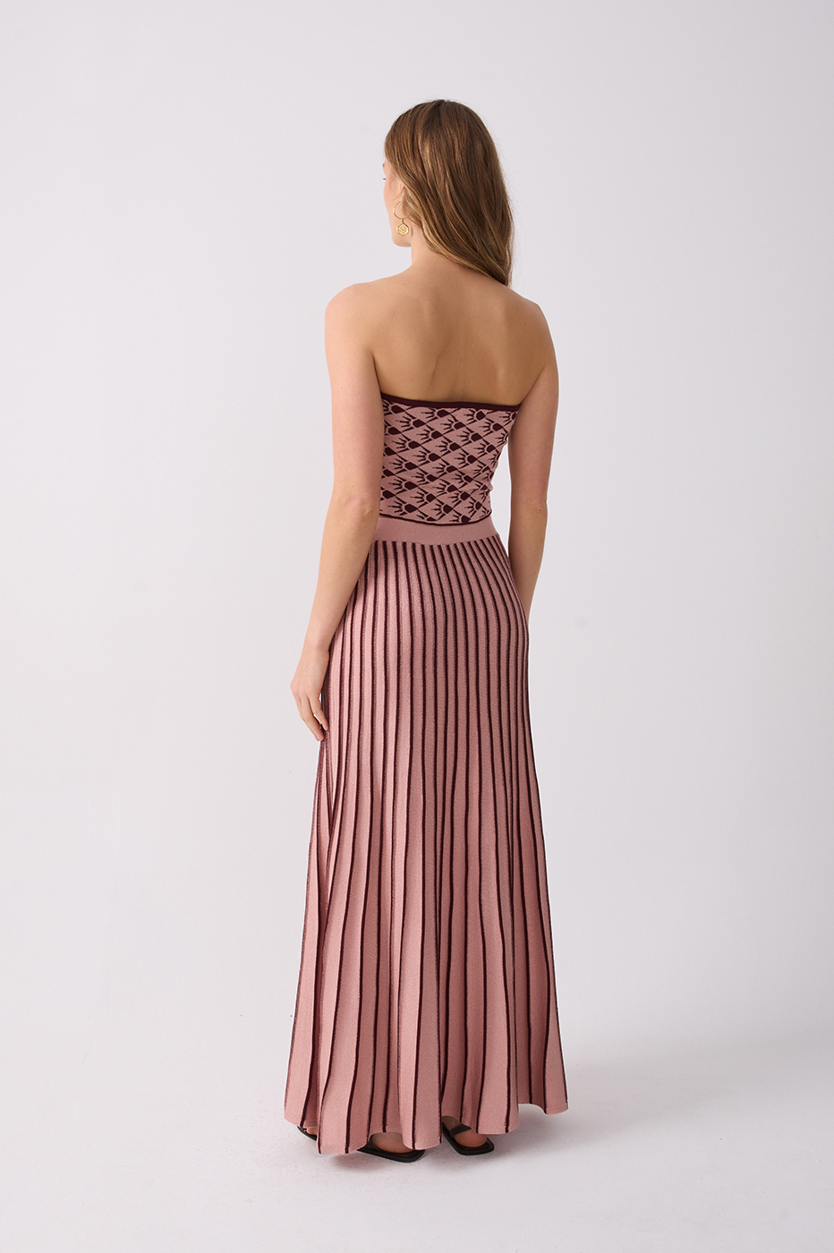 Pink Alvorada Pleated Tricot Maxi Skirt_5
