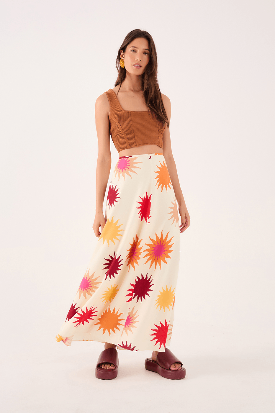 Cali Print Midi Skirt