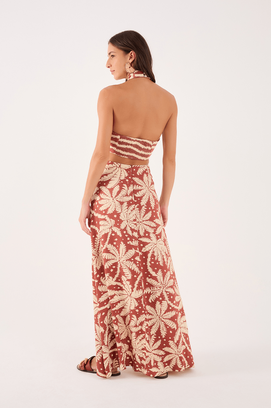 Cropped Crepe Bahia Print Skirt