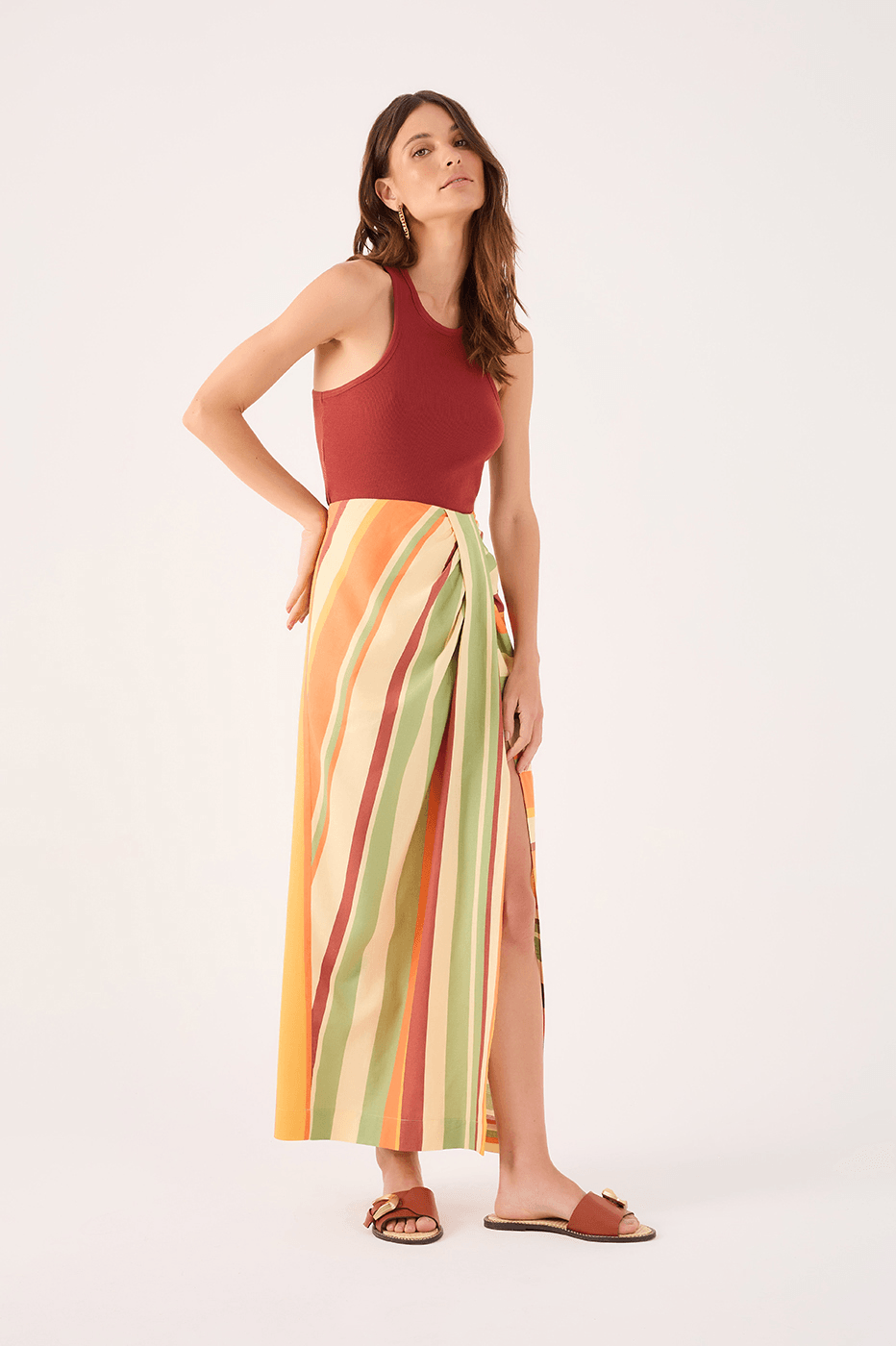 Linen Wrap Skirt In Calm Print_2