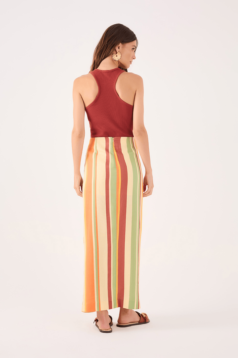 Linen Wrap Skirt In Calm Print_5