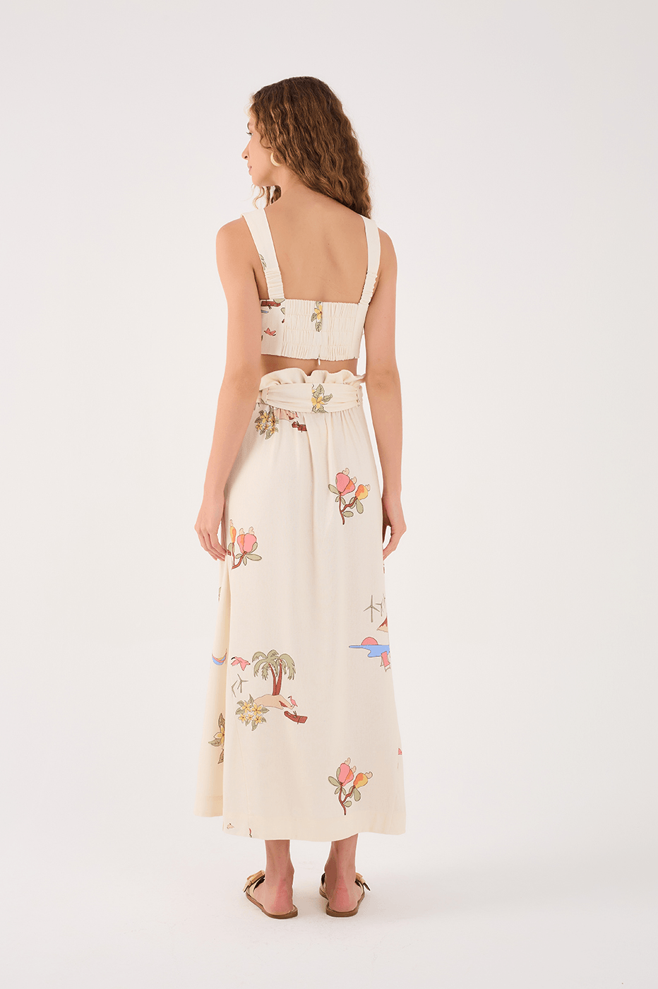 Cenas Print Linen Midi Skirt_5