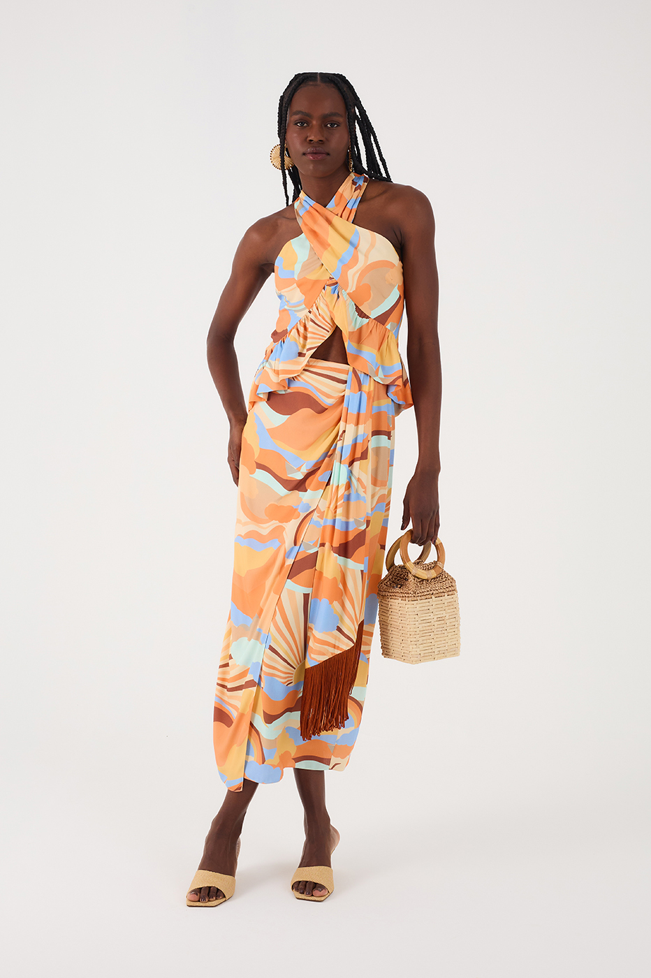 Wrap Skirt Fringe Sunset Print_2
