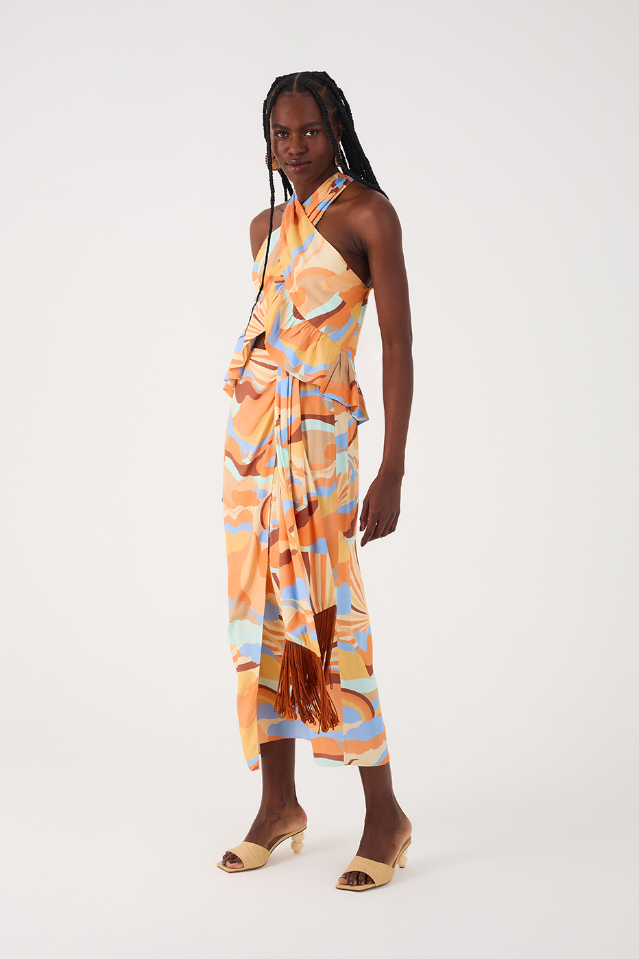 Wrap Skirt Fringe Sunset Print_3