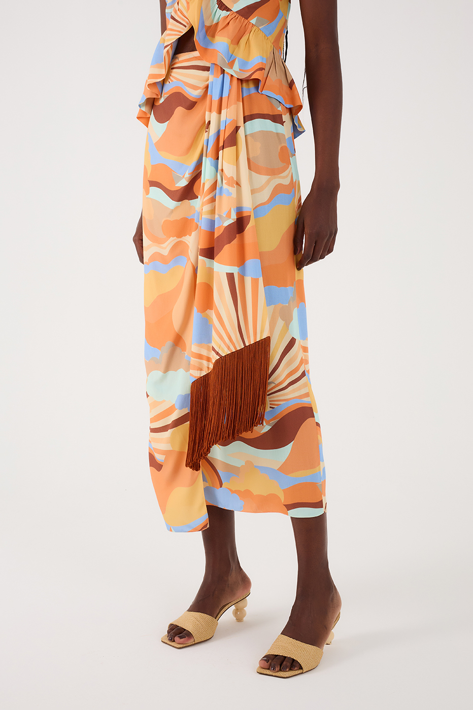 Wrap Skirt Fringe Sunset Print_4