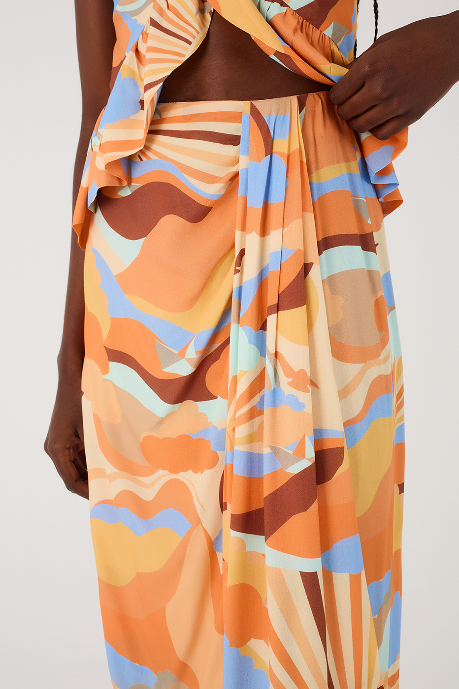 Wrap Skirt Fringe Sunset Print_5
