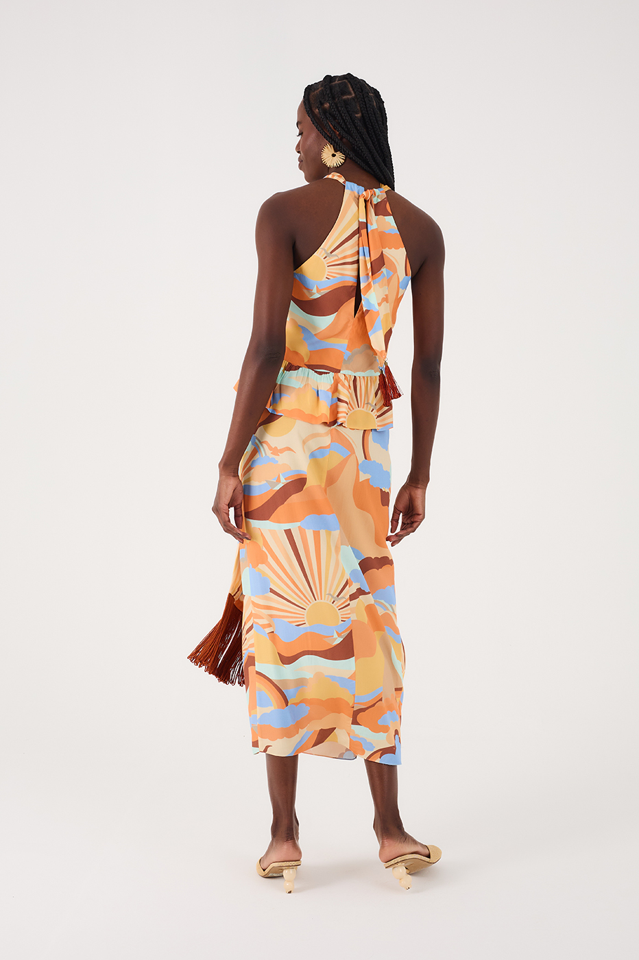 Wrap Skirt Fringe Sunset Print_7