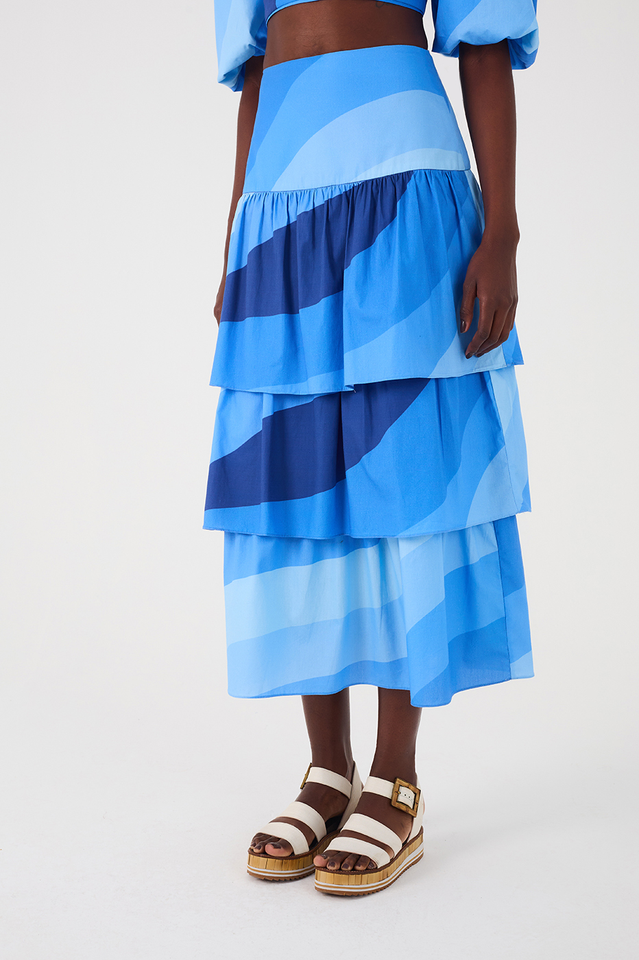 Waves Print Layered Skirt