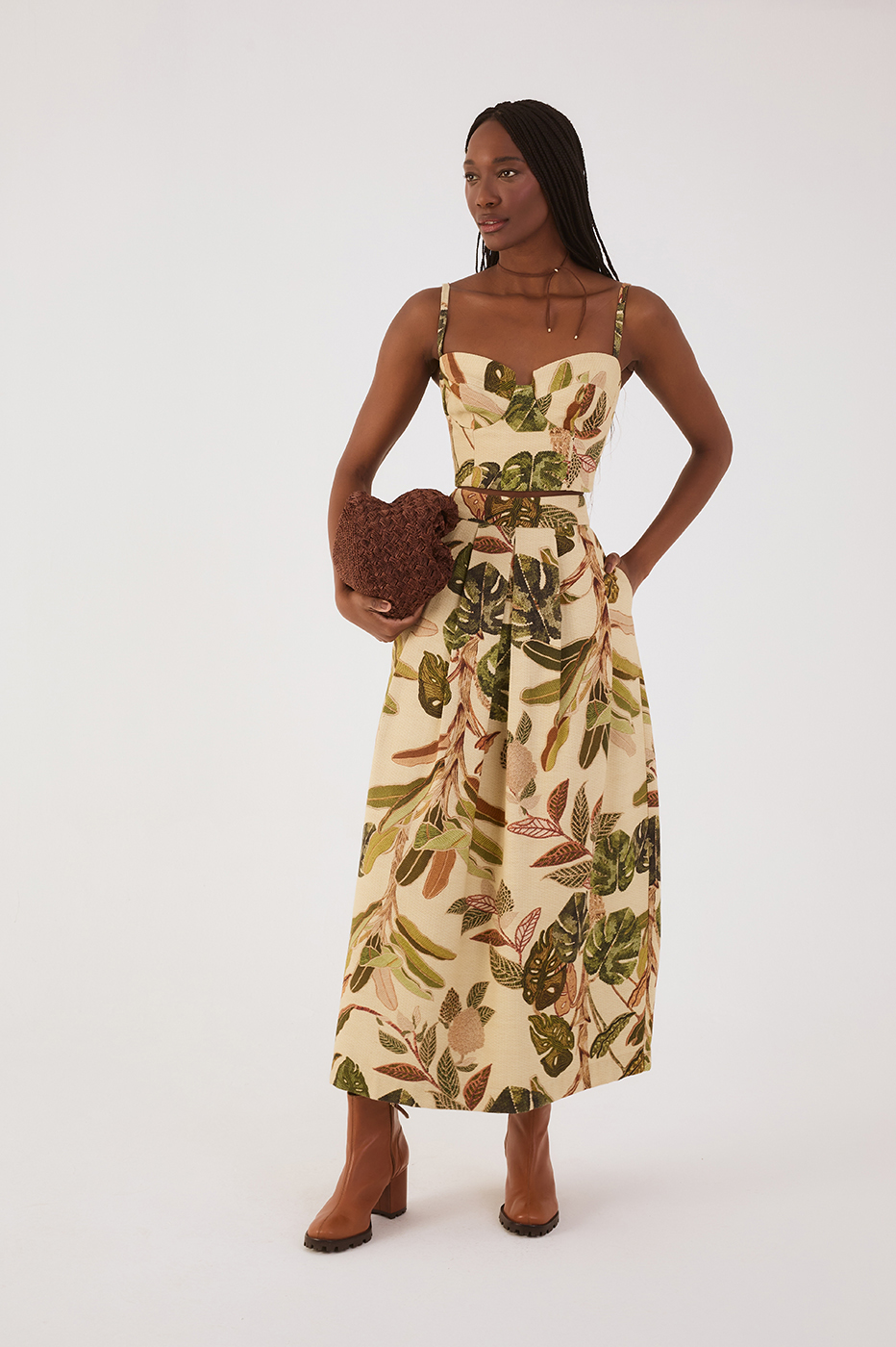 Forest Print Pleated Skirt