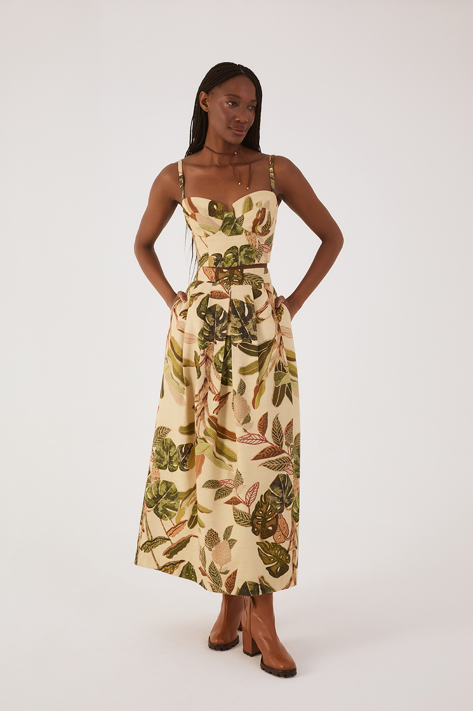 Forest Print Pleated Skirt