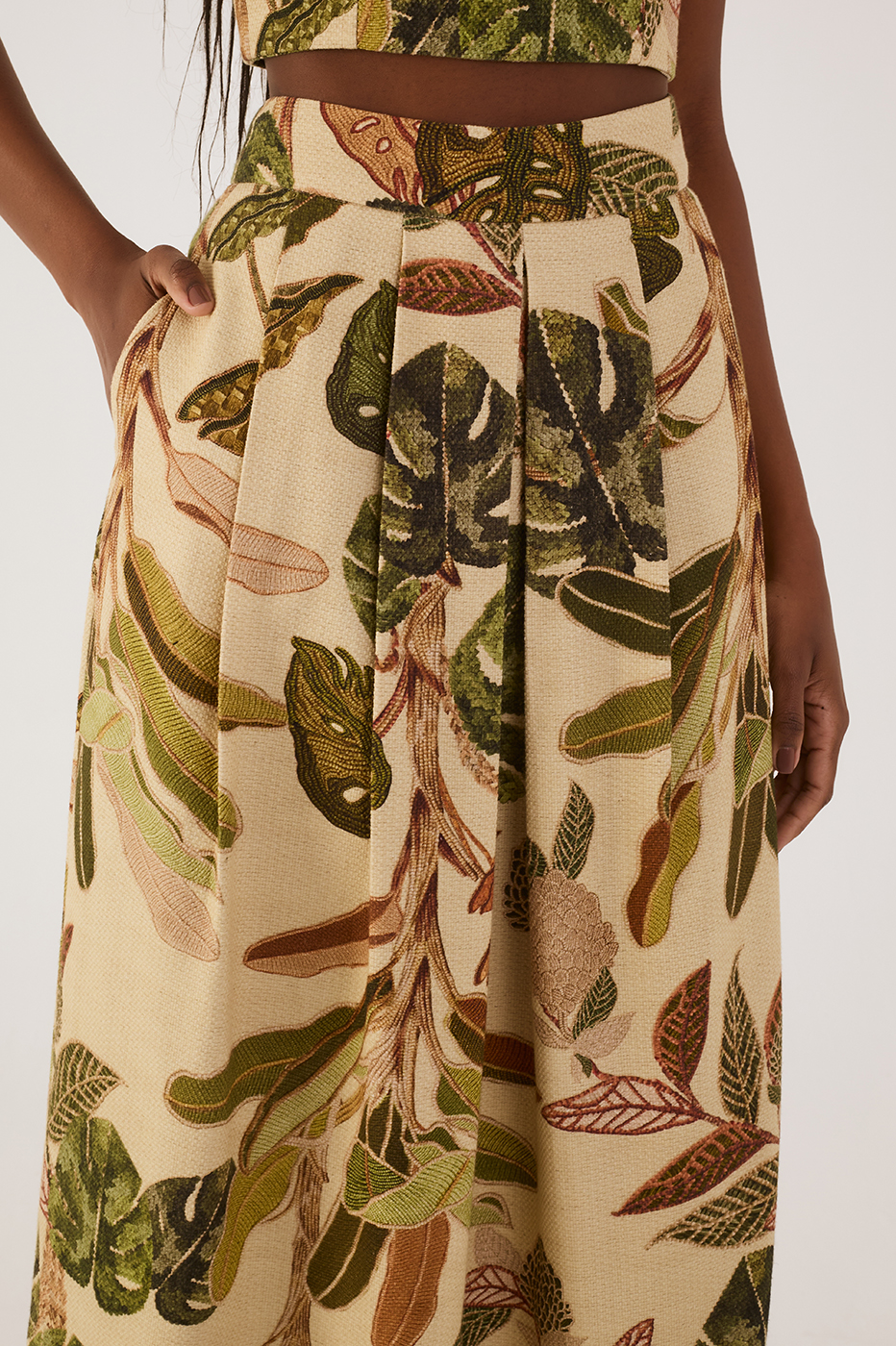 Forest Print Pleated Skirt
