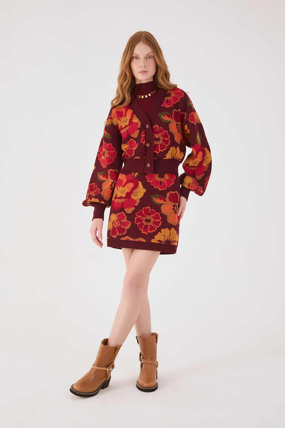 Garden Print Knit Mini Skirt