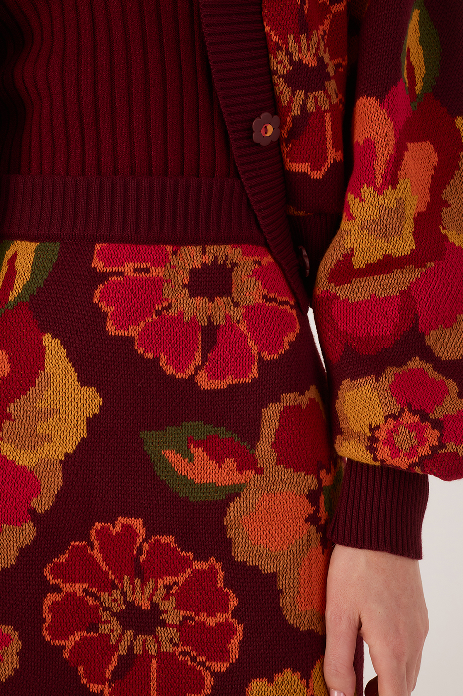 Garden Print Knit Mini Skirt